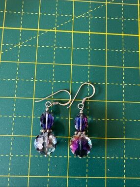 Crystal Drop Dangle Earrings in Purple and Blue